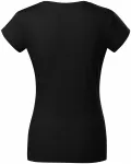Ženska majica slim fit z izrezom V, črna