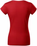Ženska majica slim fit z izrezom V, rdeča