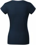 Ženska majica slim fit z izrezom V, temno modra