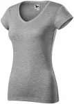Ženska majica slim fit z izrezom V, temno siv marmor