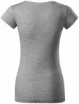 Ženska majica slim fit z izrezom V, temno siv marmor