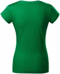 Ženska majica slim fit z izrezom V, travnato zelena