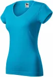 Ženska majica slim fit z izrezom V, turkizno