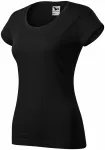 Ženska majica slim fit z okroglim izrezom, črna