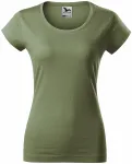 Ženska majica slim fit z okroglim izrezom, khaki