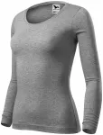 Ženska majica z dolgimi rokavi, temno siv marmor
