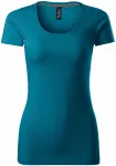Ženska majica z okrasnimi šivi, petrol blue
