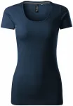 Ženska majica z okrasnimi šivi, temno modra