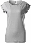 Ženska majica z zavihanimi rokavi, srebrni marmor