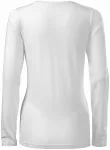 Ženska prilegajoča majica z dolgimi rokavi, bela