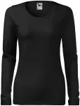 Ženska prilegajoča majica z dolgimi rokavi, črna