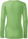 Ženska prilegajoča majica z dolgimi rokavi, grahova zelena