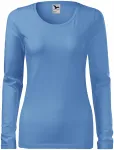 Ženska prilegajoča majica z dolgimi rokavi, modro nebo