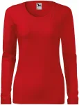 Ženska prilegajoča majica z dolgimi rokavi, rdeča