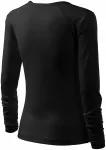 Ženska prilegajoča majica z izrezom V, črna