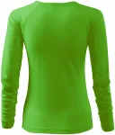 Ženska prilegajoča majica z izrezom V, jabolčno zelena