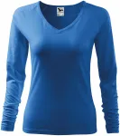 Ženska prilegajoča majica z izrezom V, svetlo modra